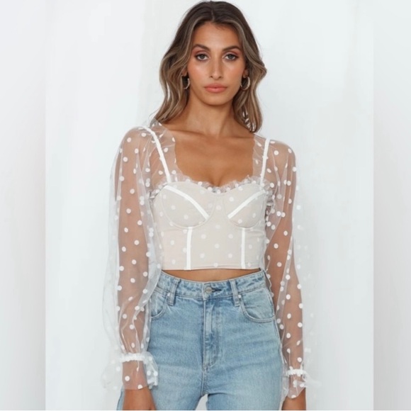 Hello Molly Malibu Sunset Top White Bridal Top Crop Top - Picture 1 of 4